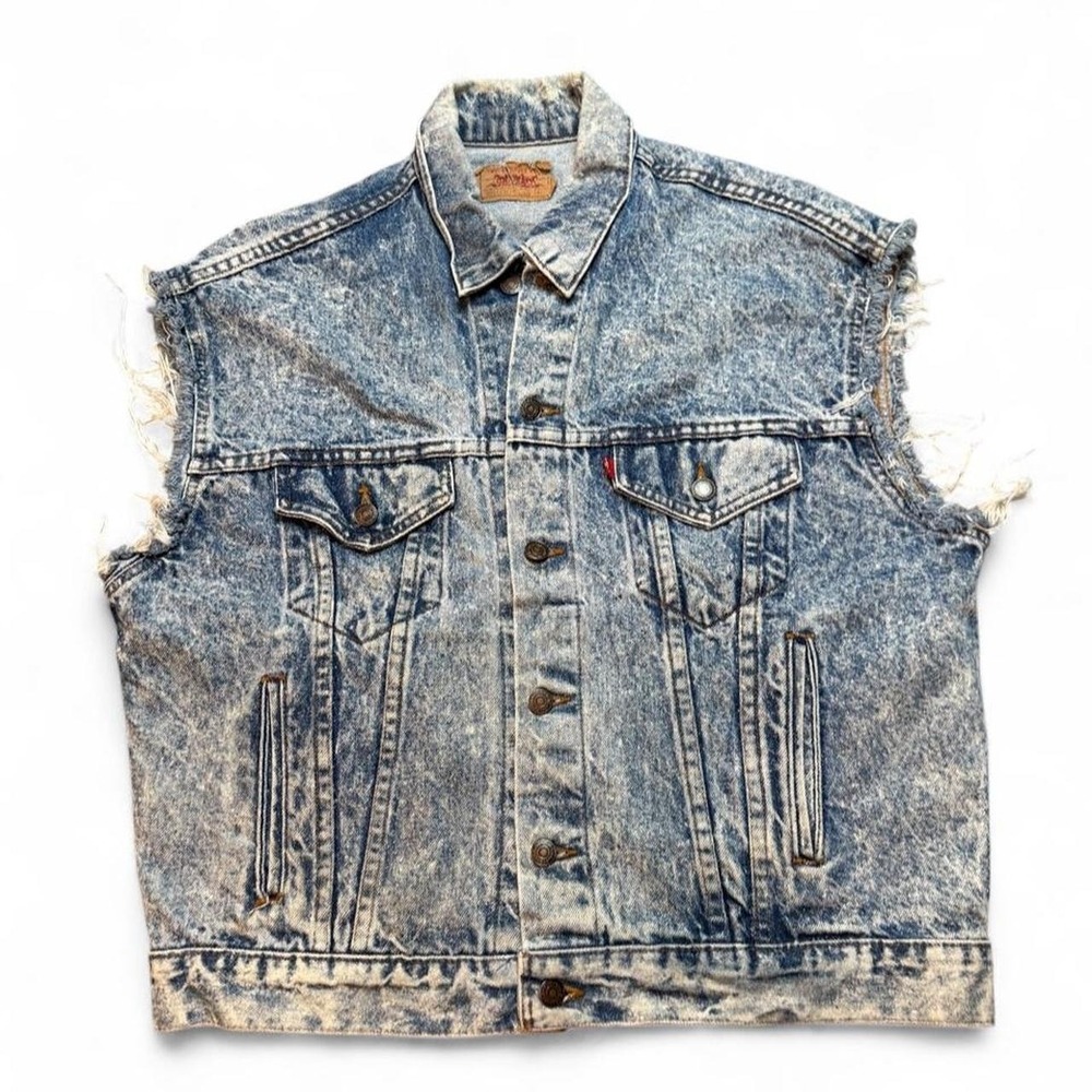Vintage Levi's 70507 0219 Denim Trucker Jacket Cut Off Sleeveless Vest Large